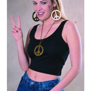 Peace sign necklace and earring set