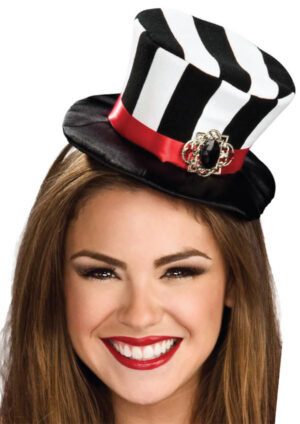 Black and White Stripe Mini Top Hat