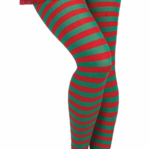 Red & Green Striped Tights