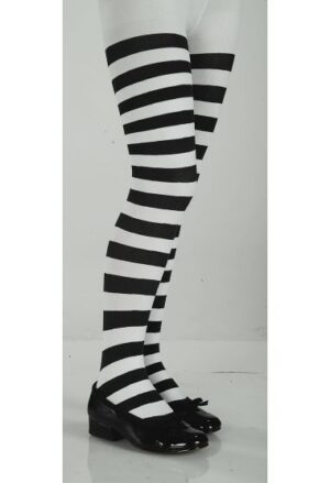 Child Striped Tights - Black & White