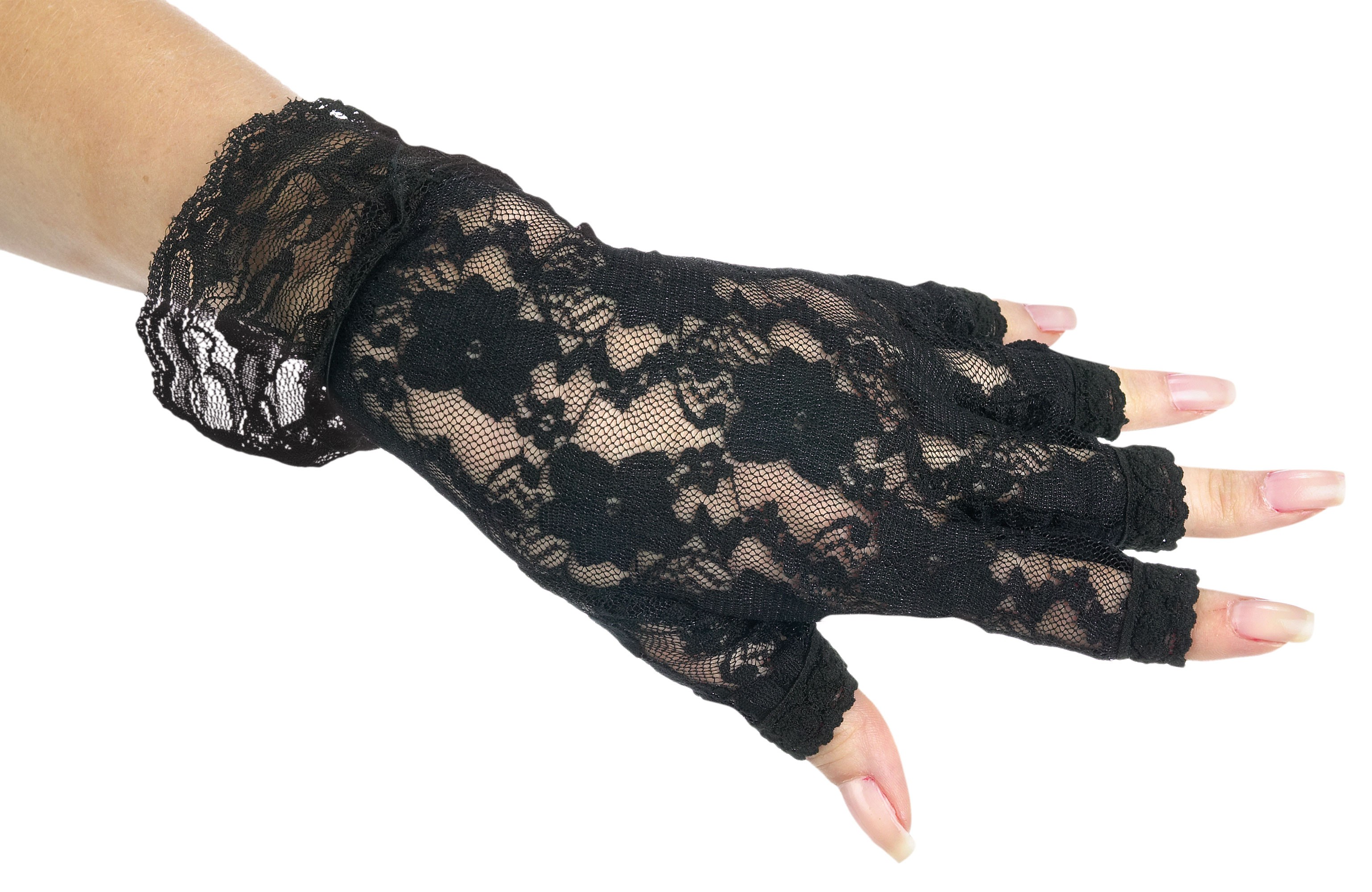 black lace hand gloves
