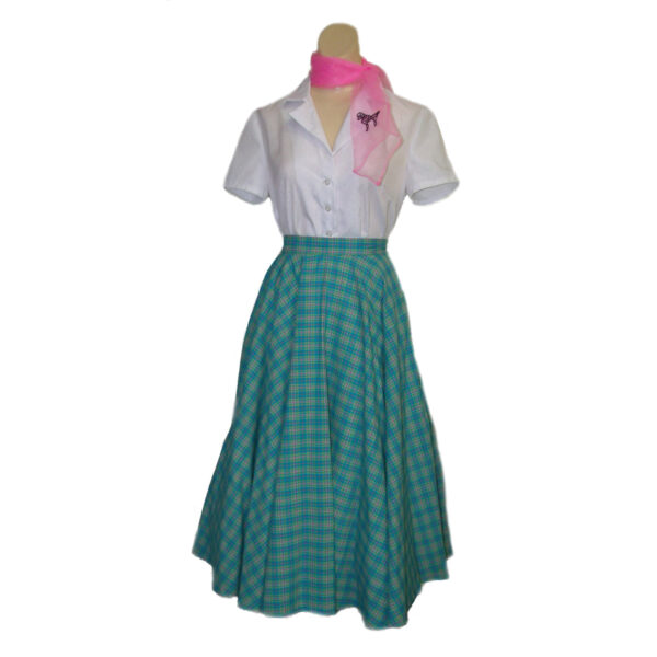 Aqua Plaid circle skirt set