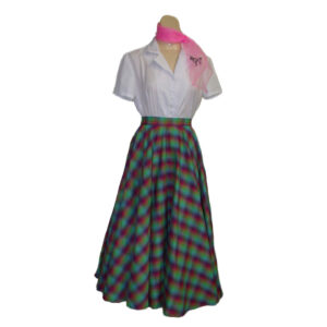 Rainbow Plaid circle skirt set