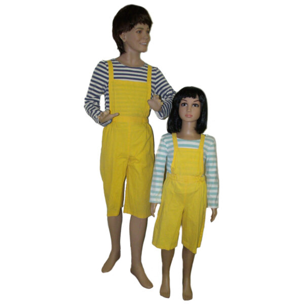 Yellow Overalls with Striped Shirt