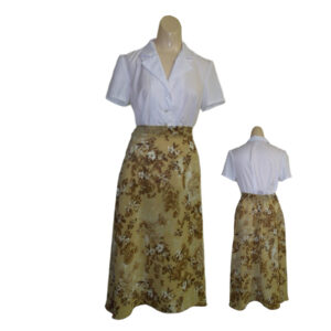 1940's - 1950's Skirt Tan Floral