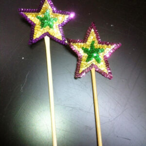 Mardi Gras Sequin Star Wand with Tinsel