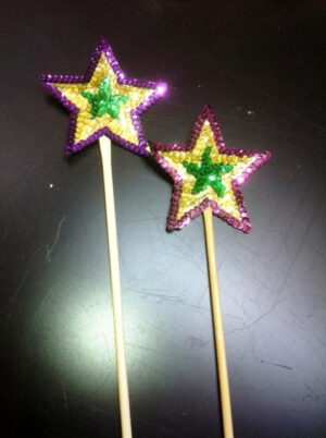 Mardi Gras Sequin Star Wand with Tinsel