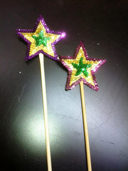 Mardi Gras Sequin Star Wand with Tinsel