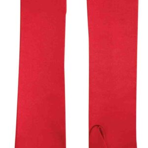 Long Satin Gloves - Red