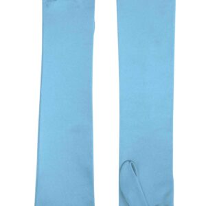 Long Satin Gloves - Blue