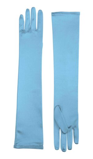 Long Satin Gloves - Blue