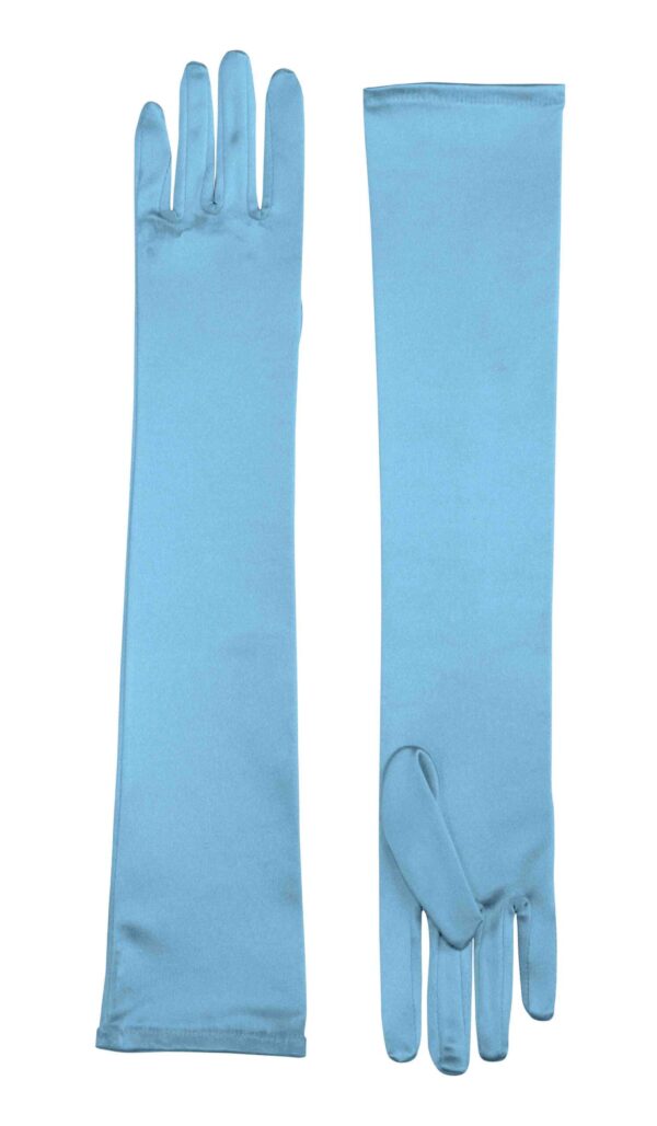 Long Satin Gloves - Blue