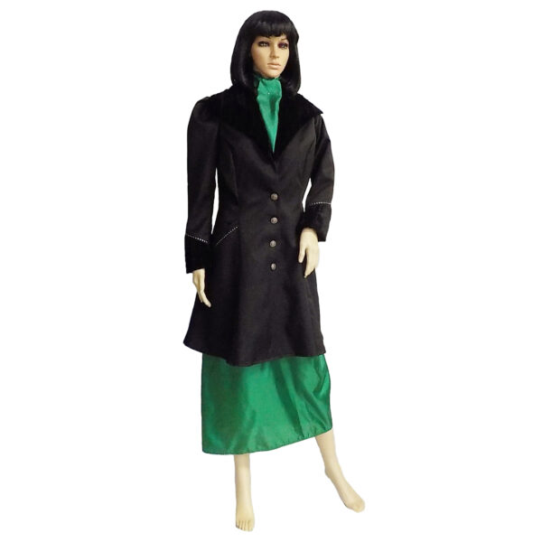 Ladies Black Victorian Coat with Bright Skirt