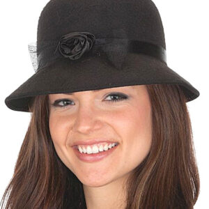 Black Felt Ladies Cloche Hat
