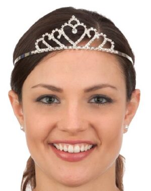Small Heart Silver Rhinestone Tiara