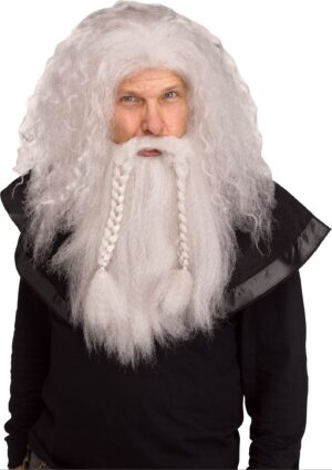 Viking Wig & Beard - Grey
