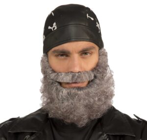 Curly Beard with Mustache - Gray