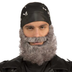 Curly Beard with Mustache - Gray