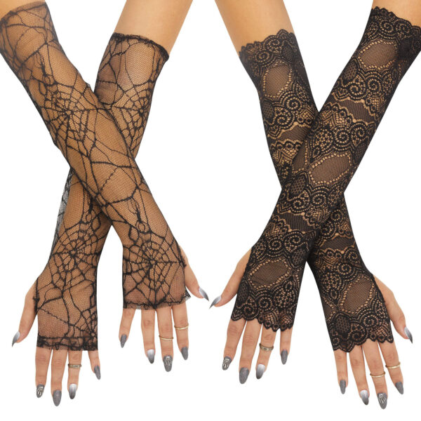 Long, Fingerless Lace Gloves