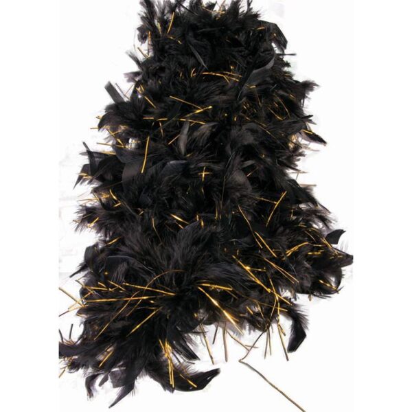 Roaring 20's Feather Boa Black+Gold