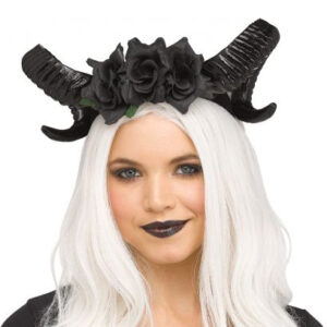 Ram Horn Flower Headpiece - Black