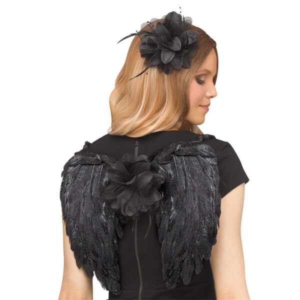 Fantasy Feather Wings & Headpiece - Black