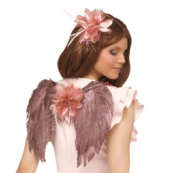 Fantasy Feather Wings & Headpiece - Dusty Rose