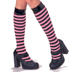 Pink and Black Striped Knee Highs