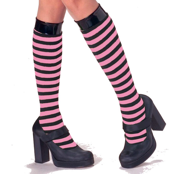 Pink and Black Striped Knee Highs