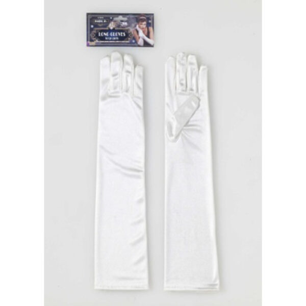 Long Satin Glove - white