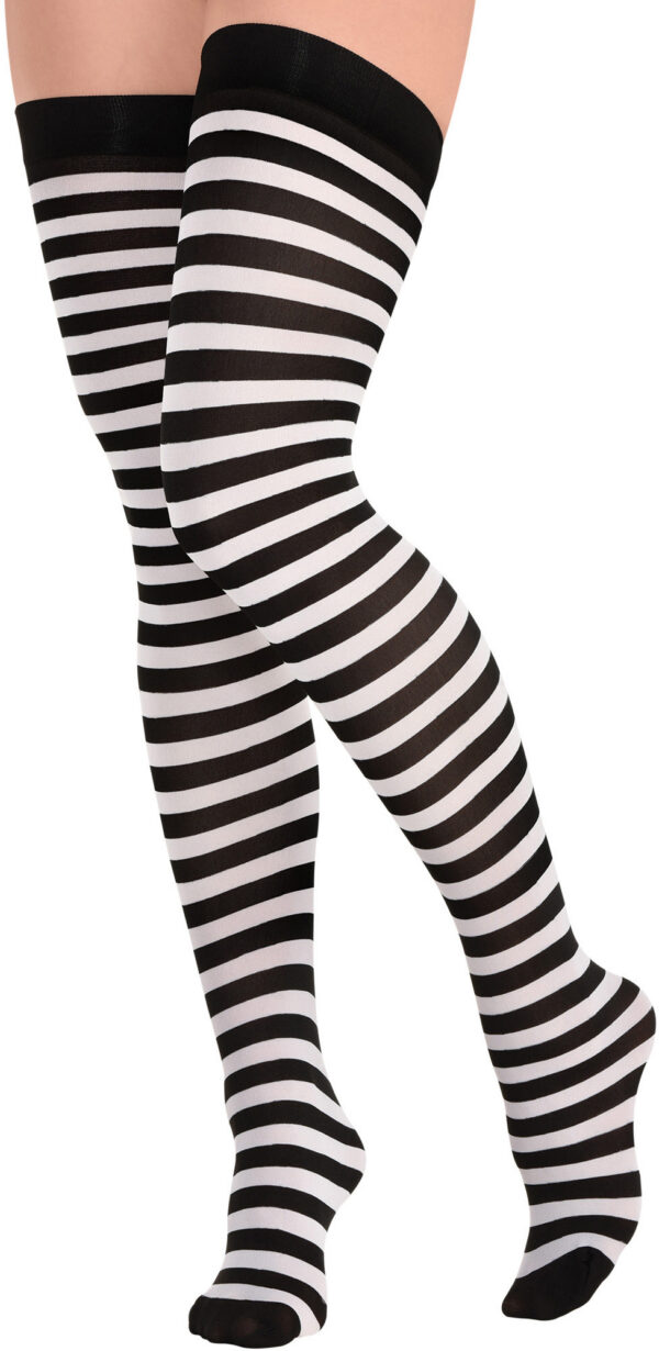 Striped Thigh Highs - Black & White