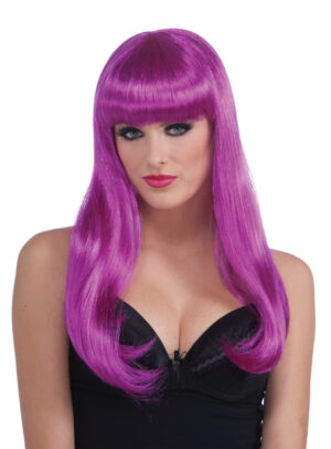 Long Neon Purple Wig