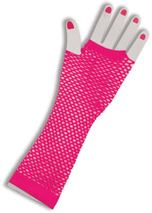 Fishnet Fingerless Gloves - Pink