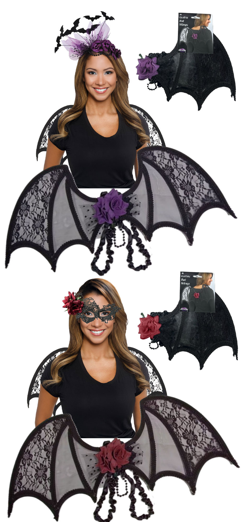 Gothic Glamour Wing & Mask or Headpiece
